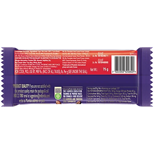 Cadbury Dairy Milk Fruit & Nut 75G