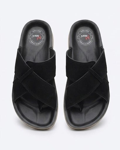 Mark Men's Black Cross-Strap Sandals Footwear