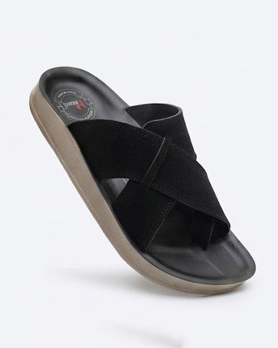 Mark Men's Black Cross-Strap Sandals Footwear