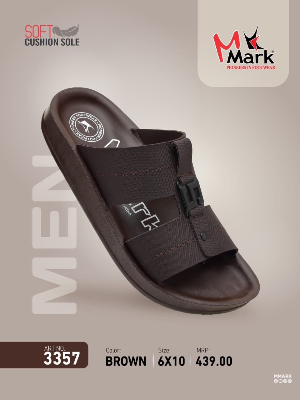 Mark Stylish Men Sandals Lightweight Comfortable PU Slippers 3357