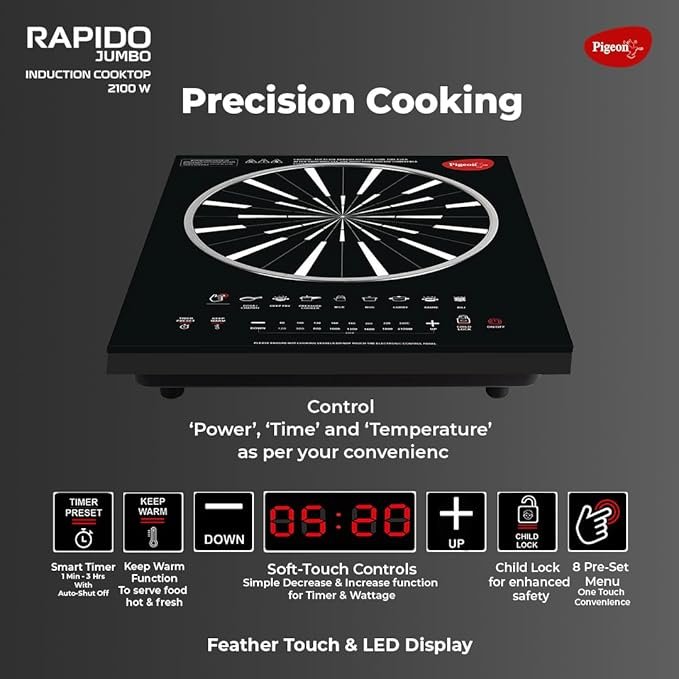 Pigeon by Stovekraft Rapido Anti-Skid 2100-Watt Induction Cooktop