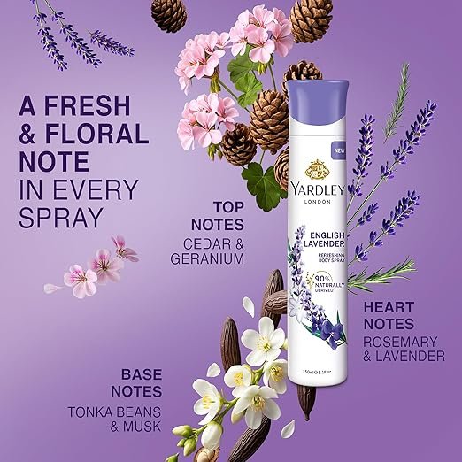 Yardley London English Lavender Refreshing Deodorant Body Spray For Women 150ml
