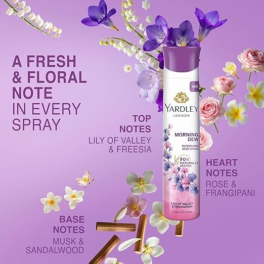 Yardley London Morning Dew Refreshing Deodorant Body Spray For Women 150ml
