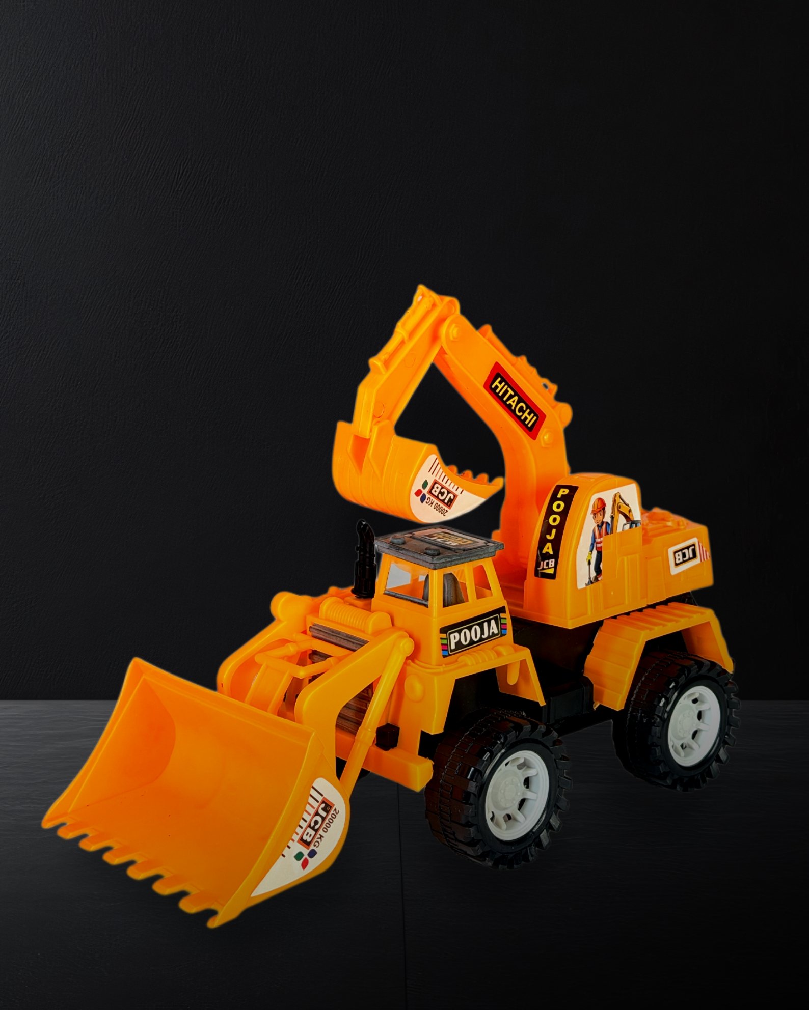Yellow Big JCB Crane Toy With Wheels For Kids